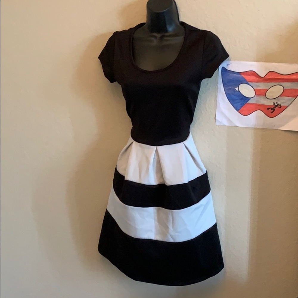 Black and White striped dress